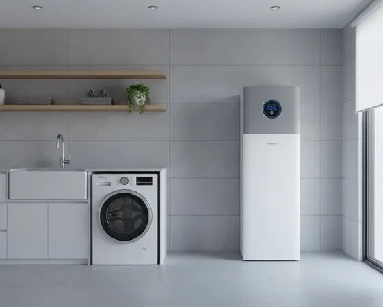 Unidad de aerotermia Hisense instalada en vivienda